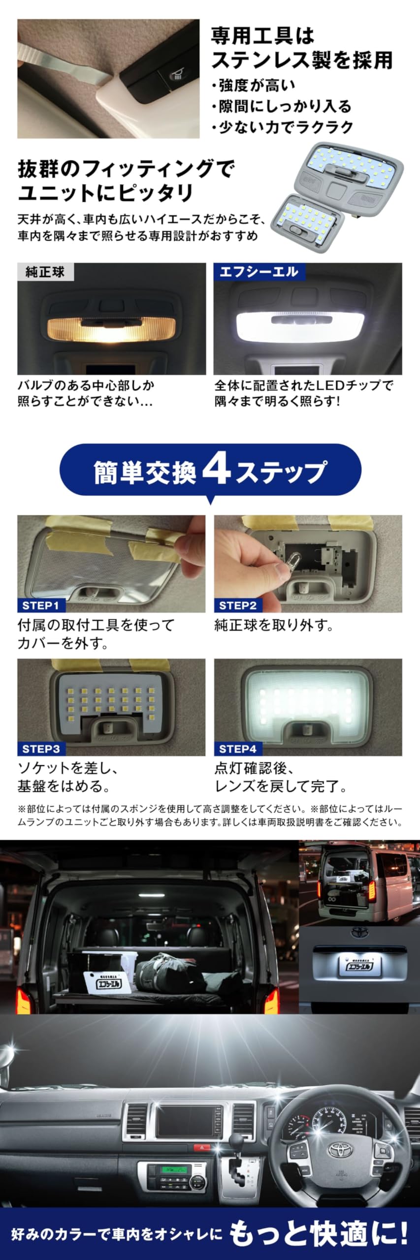 Amazon | fcl.(エフシーエル) ハイエース 200系 8型 7型 新型 ルーム